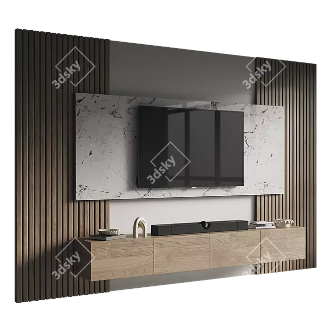 Modern TV Wall Set Model 3D model image 1