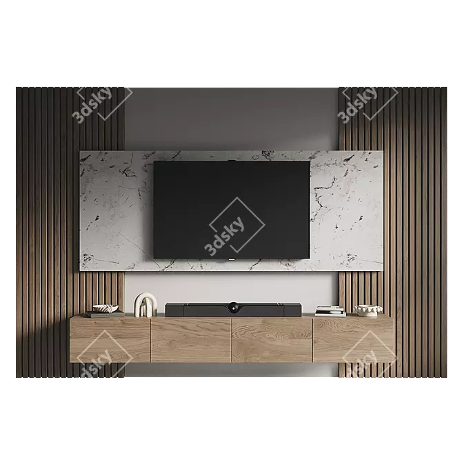 Modern TV Wall Set Model 3D model image 2