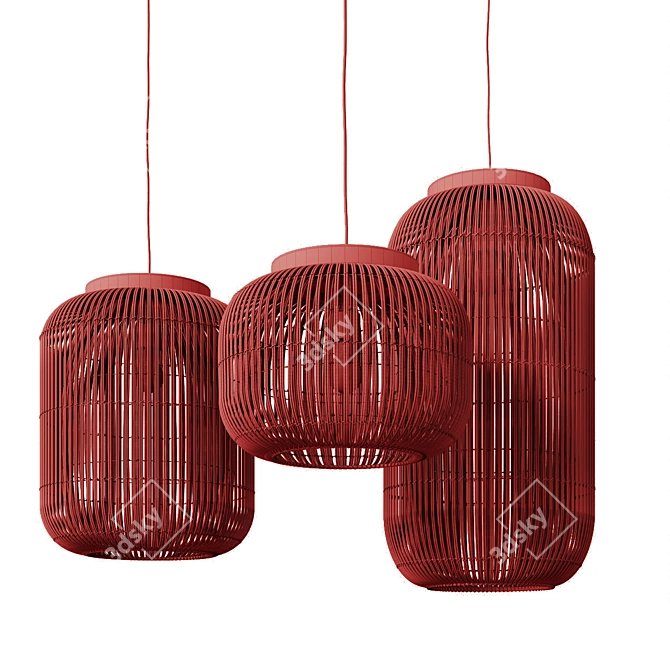 Handcrafted Rattan Pendant Light 3D model image 5