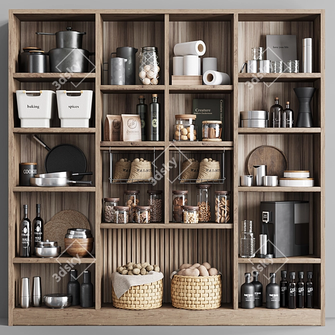 Versatile Kitchen Rack Set 3D model image 1