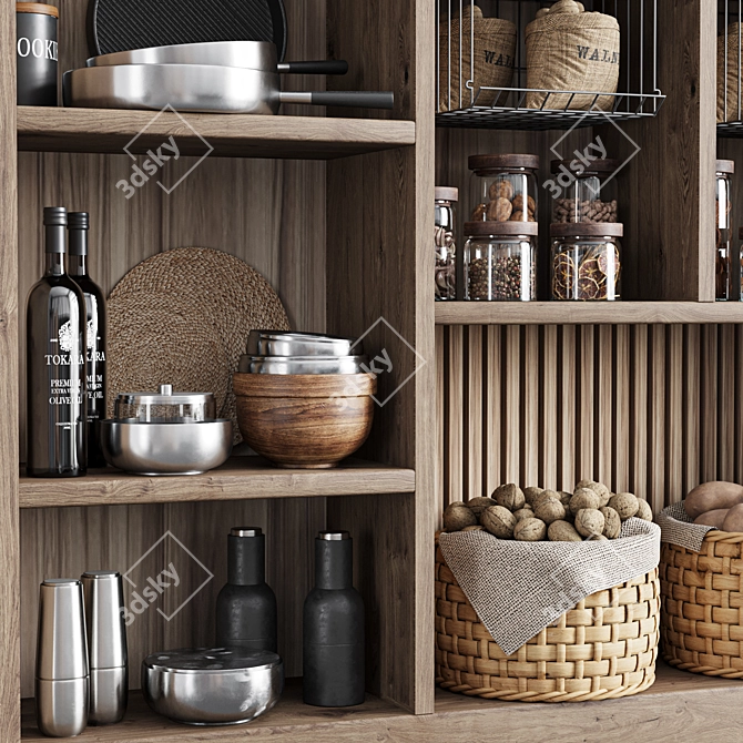 Versatile Kitchen Rack Set 3D model image 3