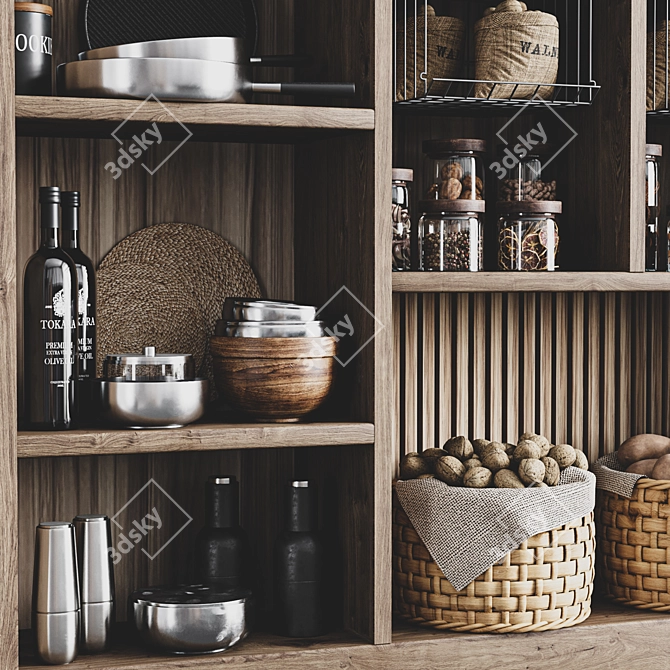 Versatile Kitchen Rack Set 3D model image 6