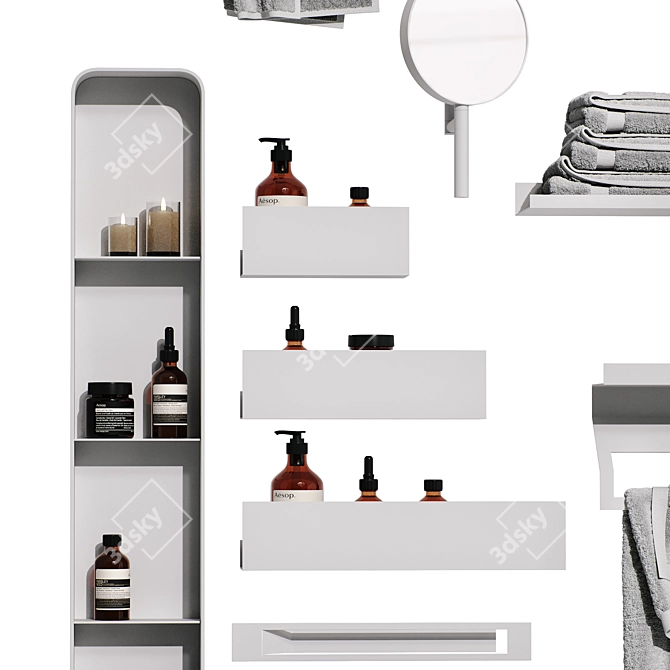 Smooth Modern Bathroom Decor Set 3D model image 6