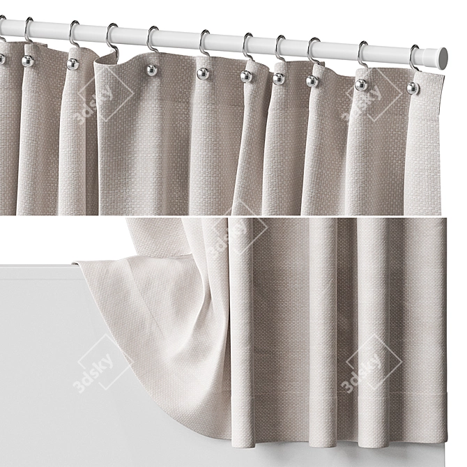 Decorative Fabric Shower Curtain Kit 3D model image 3