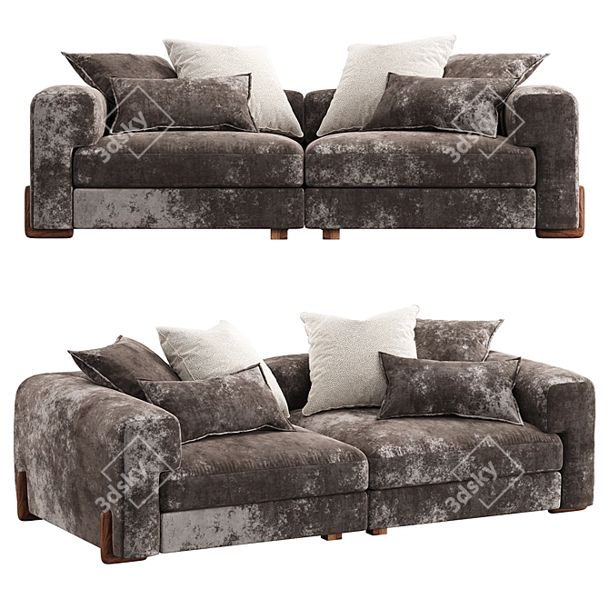 Sleek SOHO Manifesto Couch 3D model image 1