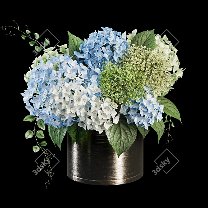 Hydrangea Vase Bouquet with Textures 3D model image 3