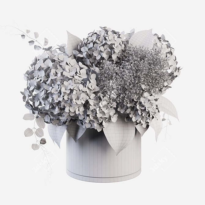 Hydrangea Vase Bouquet with Textures 3D model image 5