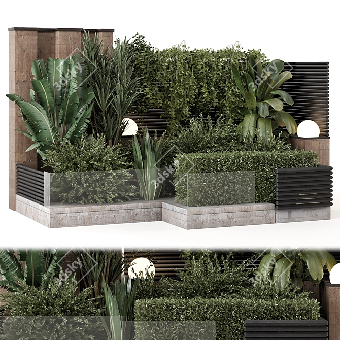 Modern Backyard Landscaping Set 3D model image 1