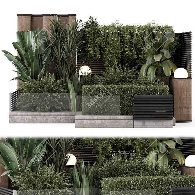 Modern Backyard Landscaping Set 3D model image 2