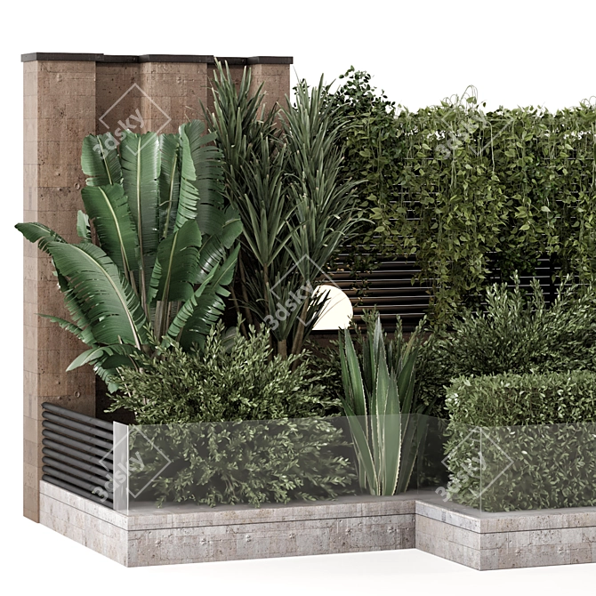 Modern Backyard Landscaping Set 3D model image 3