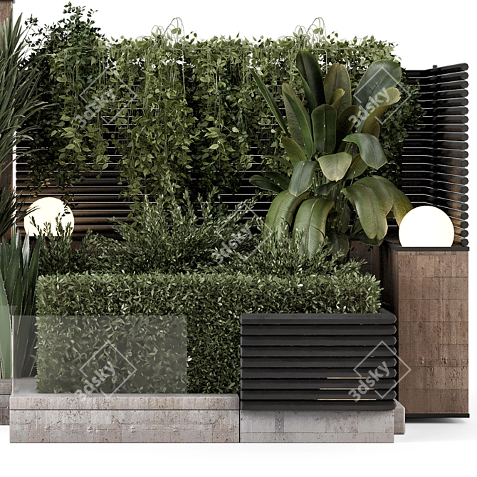 Modern Backyard Landscaping Set 3D model image 4