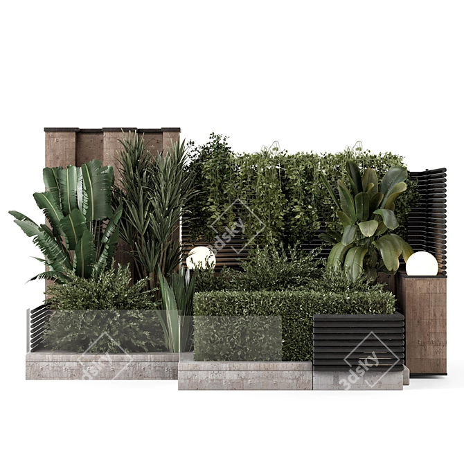 Modern Backyard Landscaping Set 3D model image 5