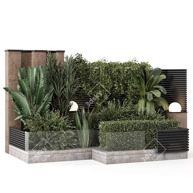 Modern Backyard Landscaping Set 3D model image 6