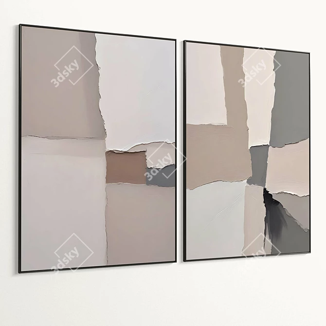 Dual Plaster Photo Frame Set 3D model image 5