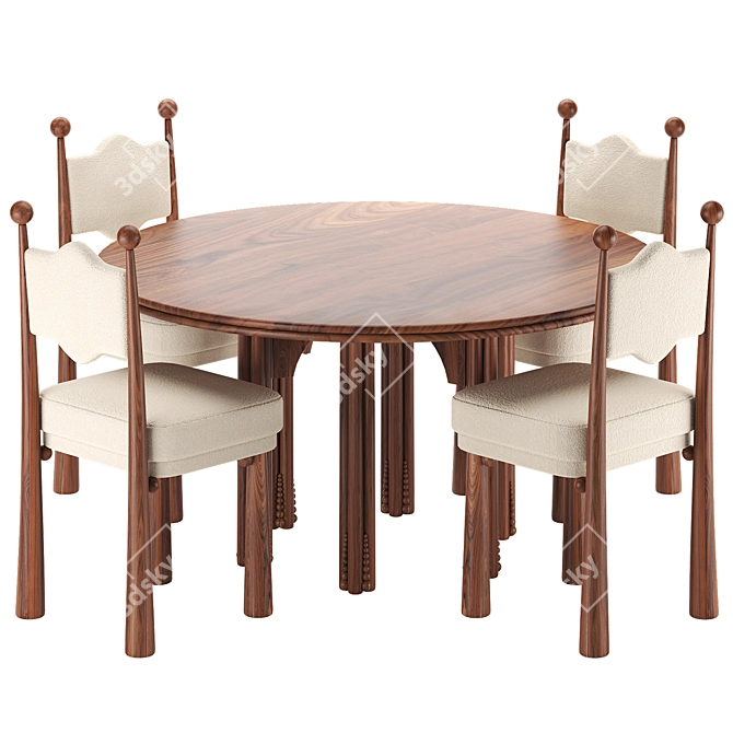 Mawu Oak Chair Set, Gonzalez 3D model image 1