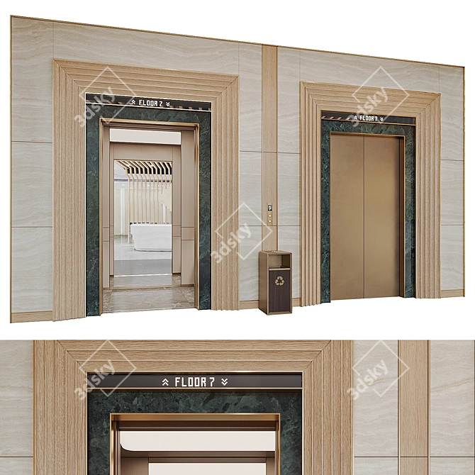  Modern Elevator Lobby Design Pack 3D model image 1