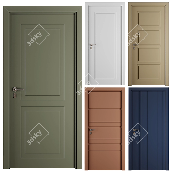 Modern Entrance Door Set78 3D model image 1