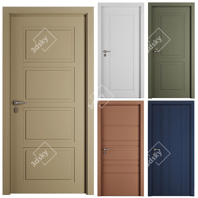 Modern Entrance Door Set78 3D model image 2