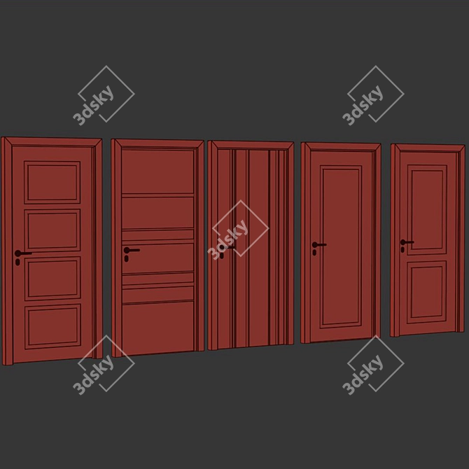 Modern Entrance Door Set78 3D model image 8