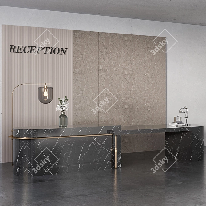 Sleek Modern Reception Desk Design 3D model image 1