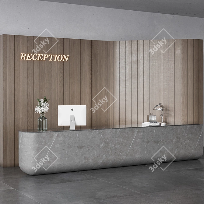 Modern Reception Desk Design 3D 3D model image 1