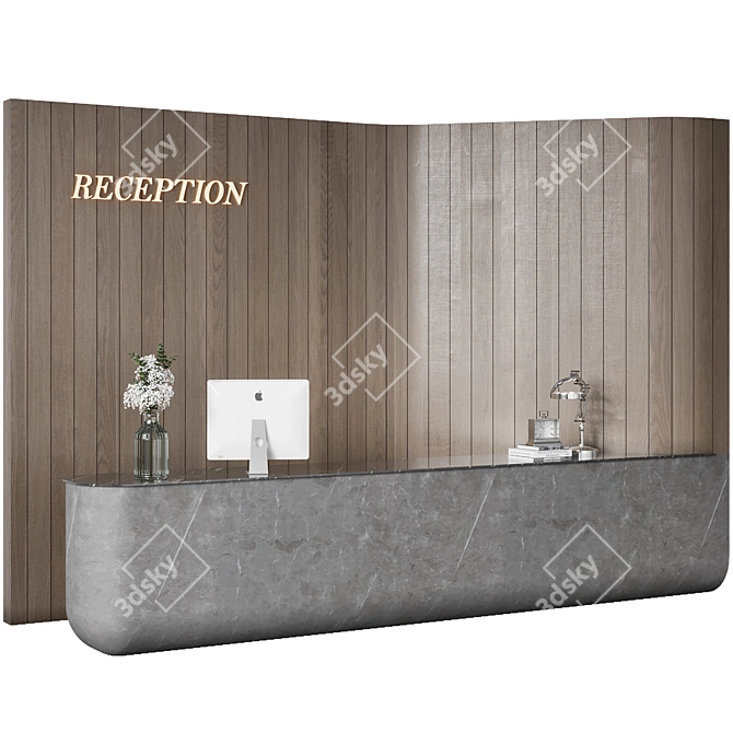 Modern Reception Desk Design 3D 3D model image 2