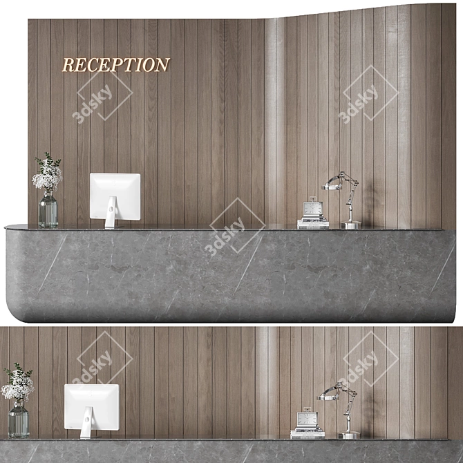 Modern Reception Desk Design 3D 3D model image 3