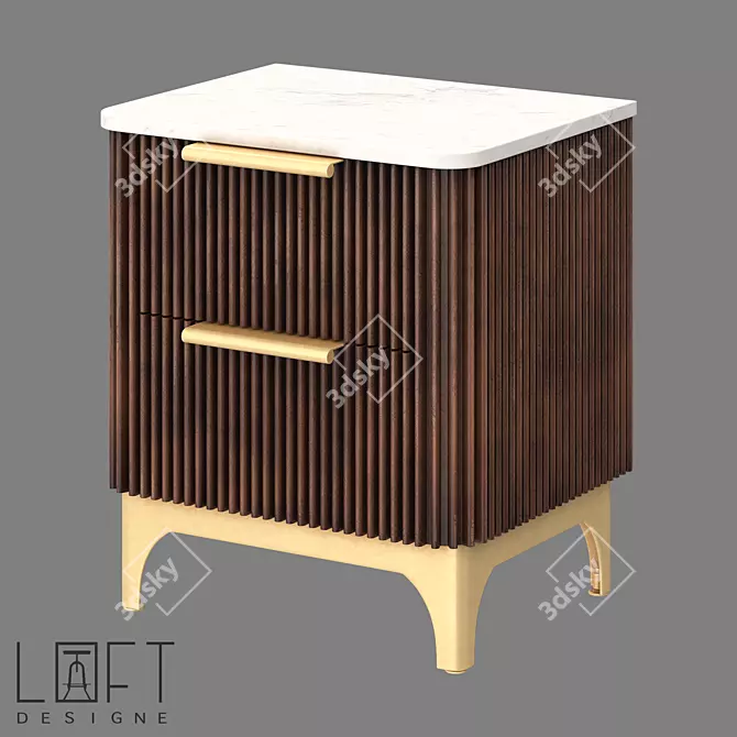 Modern Industrial Marble Metal Table 3D model image 1