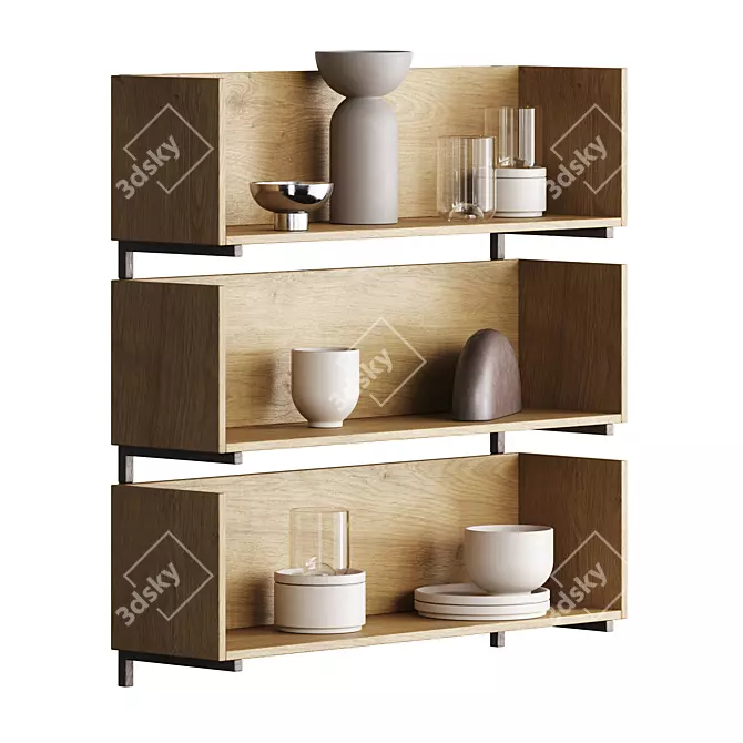 Minimalist Stack Shelf Decor Set 3D model image 1