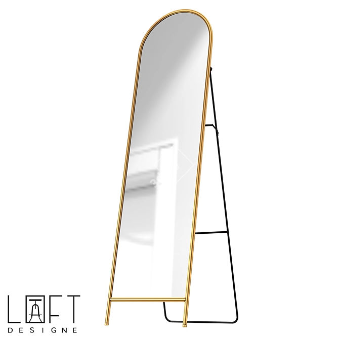 Industrial Metal Glass Mirror.2948 3D model image 1