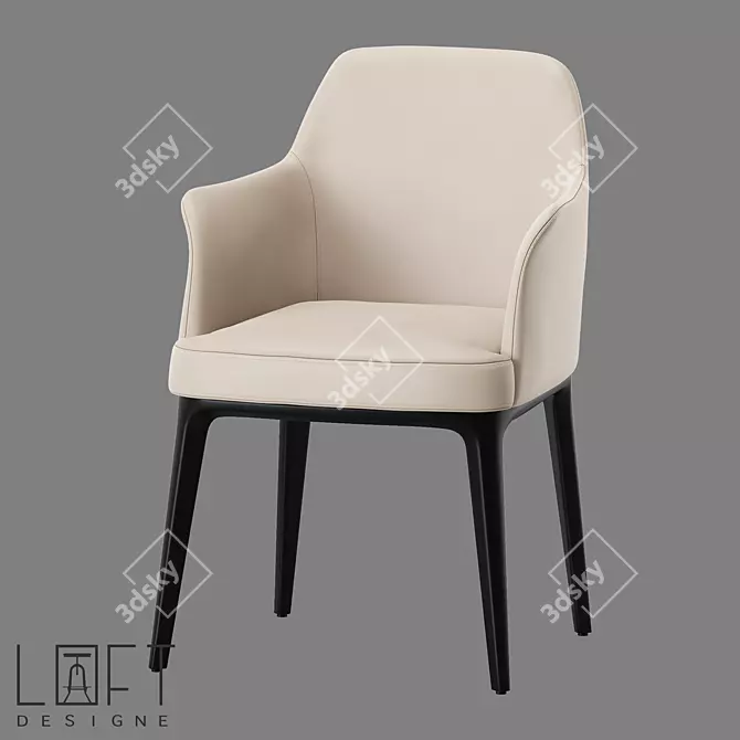 Modern Wooden Eco-Leather Chair 3D model image 1