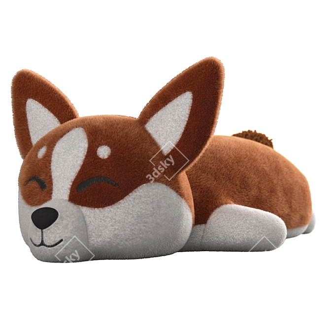 Corgi Plush Toy with Hair Simulation 3D model image 2