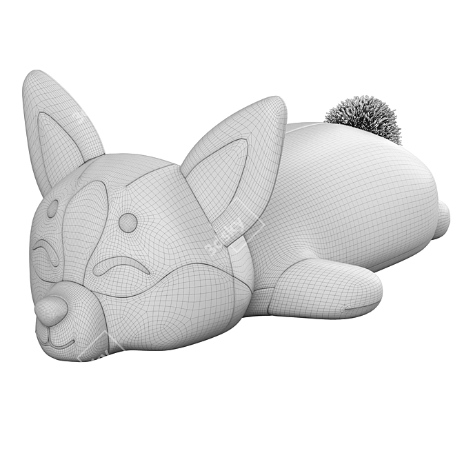 Corgi Plush Toy with Hair Simulation 3D model image 6