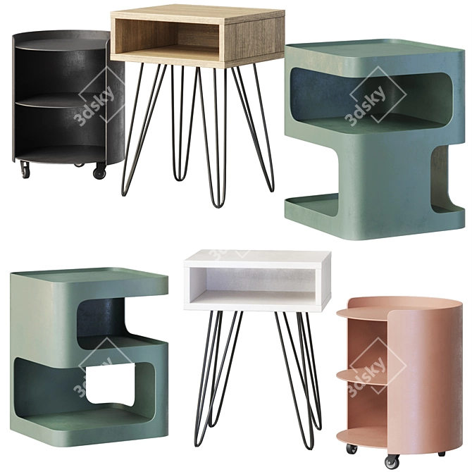 Customizable Bedside Cabinet: Black 3D model image 5