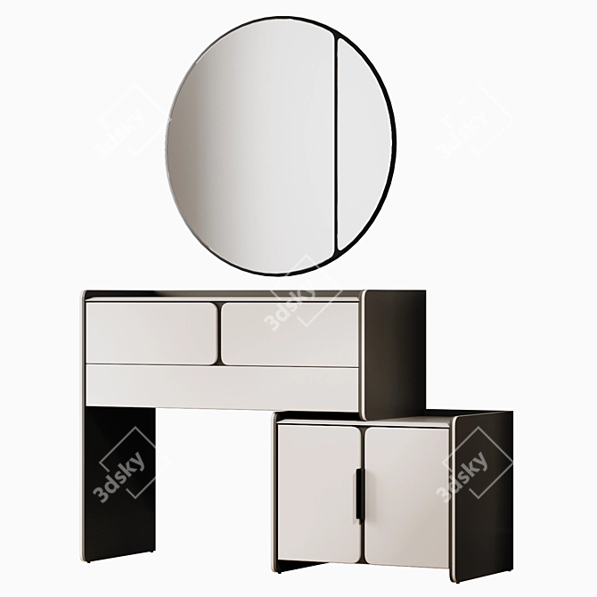 Milan Vanity Table Light Beige Mirror 3D model image 2