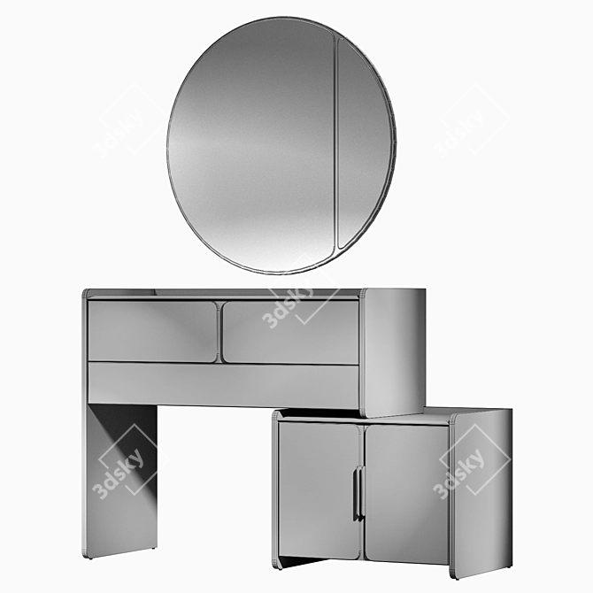 Milan Vanity Table Light Beige Mirror 3D model image 1