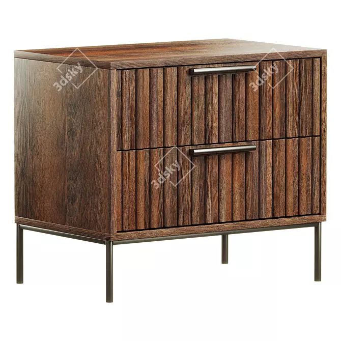 Sleek 2-Drawer Burgess Nightstand 3D model image 3