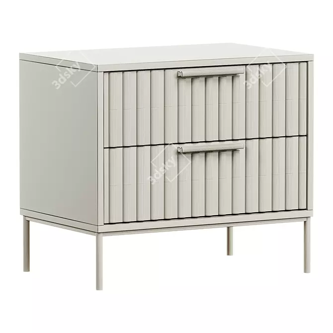 Sleek 2-Drawer Burgess Nightstand 3D model image 4