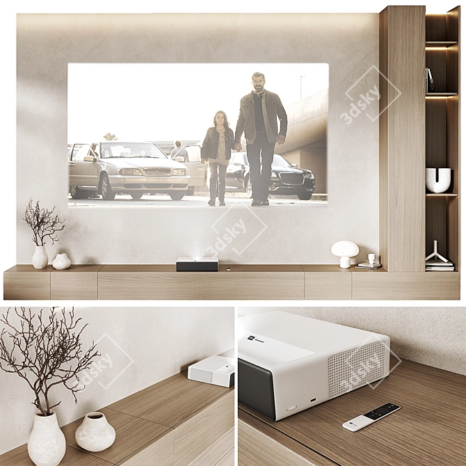 Modern TV Wall Set 2015 3D model image 1