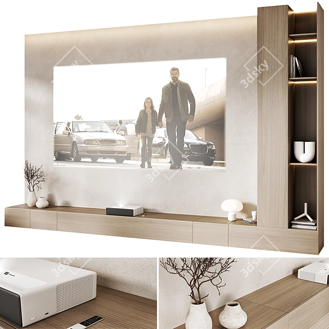 Modern TV Wall Set 2015 3D model image 3