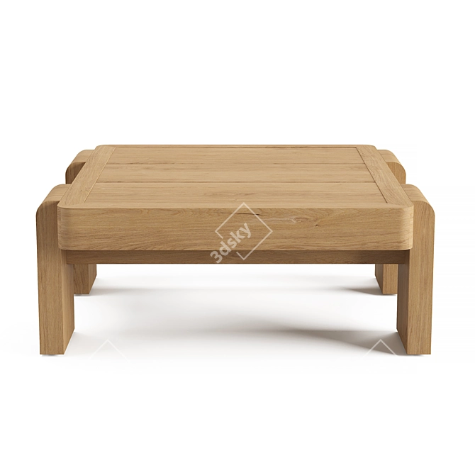 Vigo Teak Side Table, Natural 3D model image 2