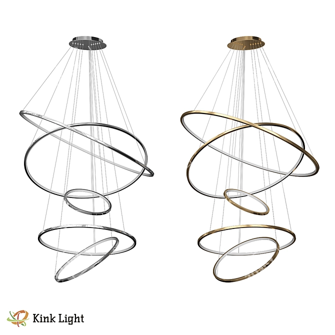 Handcrafted LED Glass Chandeliers 3D model image 5