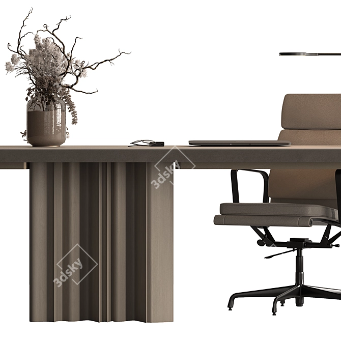 Executive Office Desk - Elegant Design 3D model image 6