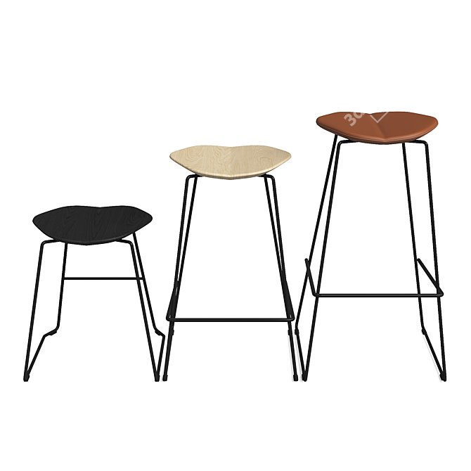 Modern Adjustable Height Bar Stool 3D model image 6