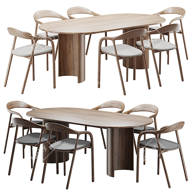 Sleek Modern Dinning Chair Set 3D model image 1