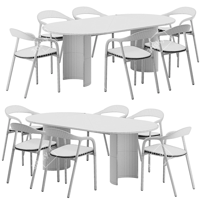 Sleek Modern Dinning Chair Set 3D model image 5