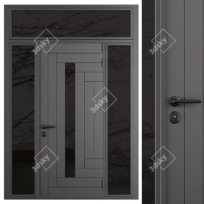 Modern Entry Door Set 80 3D model image 1