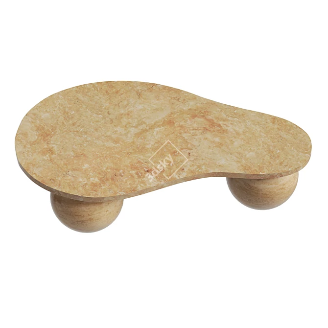 Travertine Sphere Coffee Table 3D model image 2