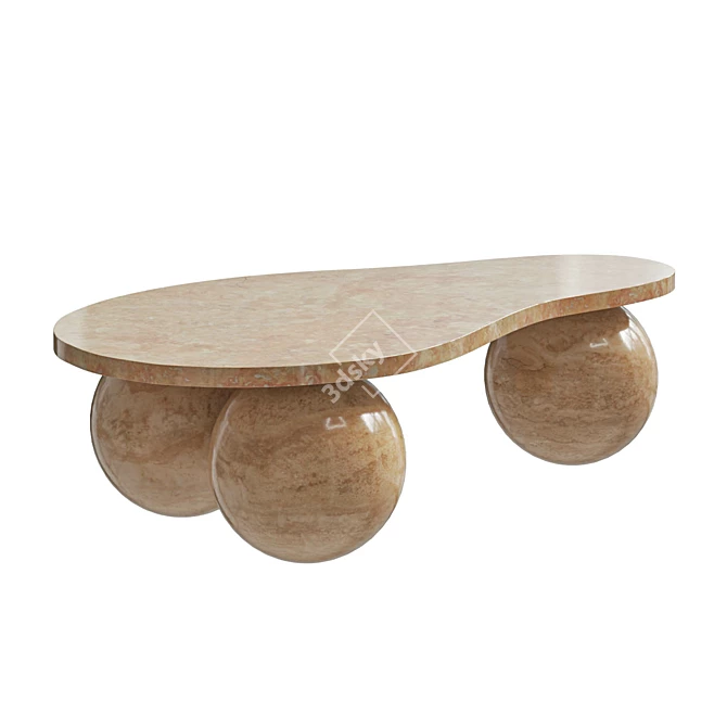 Travertine Sphere Coffee Table 3D model image 4