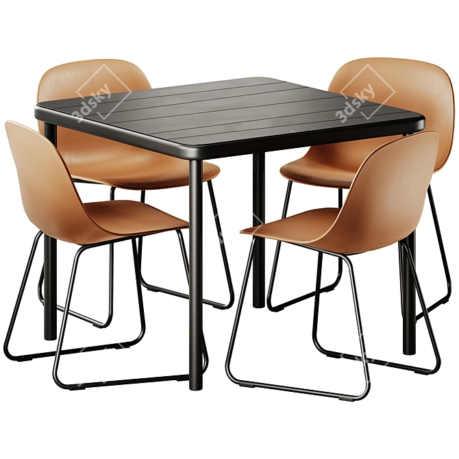 Modern Outdoor Chair & Table 3D model image 1